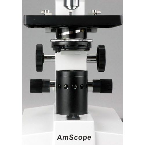  [아마존베스트]AmScope B100-E 1000X Digital Compound Binocular Microscope, 40X-1000X Magnification, Brightfield, Tungsten Illumination, Abbe Condenser, Plain Stage, Includes 0.3MP Camera and Soft