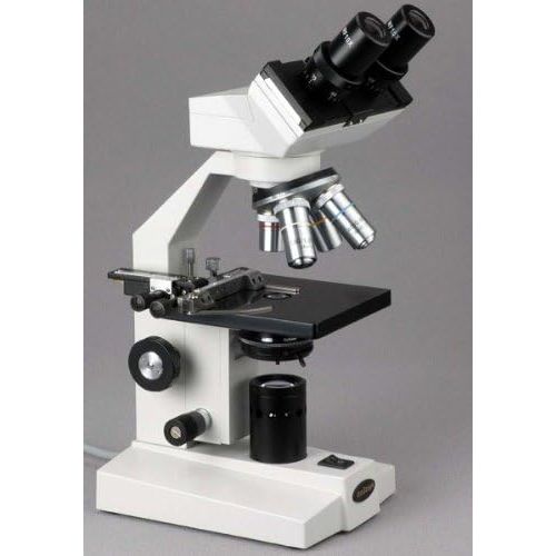  [아마존베스트]AmScope B100-E 1000X Digital Compound Binocular Microscope, 40X-1000X Magnification, Brightfield, Tungsten Illumination, Abbe Condenser, Plain Stage, Includes 0.3MP Camera and Soft