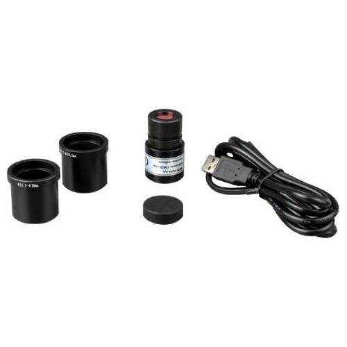  [아마존베스트]AmScope B100-E 1000X Digital Compound Binocular Microscope, 40X-1000X Magnification, Brightfield, Tungsten Illumination, Abbe Condenser, Plain Stage, Includes 0.3MP Camera and Soft