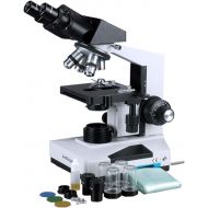 [아마존베스트]AmScope B490B-LED Compound Binocular Microscope, WF10x and WF20x Eyepieces, 40X-2000X Magnification, Brightfield, LED Illumination, Abbe Condenser, Double-Layer Mechanical Stage, S