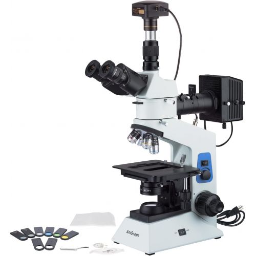  [아마존베스트]AmScope 40x-800x Polarizing Metallurgical Microscope w Top and Bottom Lights + 18MP USB3.0 Camera