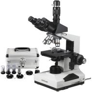 [아마존베스트]AmScope T490A-PCS Compound Trinocular Microscope, WF10x and WF16x Eyepieces, 40X-1600X Magnification, Brightfield, Halogen Illumination, Abbe Condenser, Double-Layer Mechanical Sta