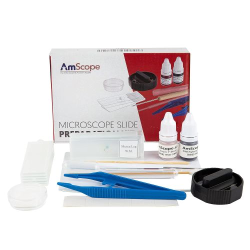  [아마존베스트]AmScope SP-14 Microscope Slide Preparation Kit Including Stains