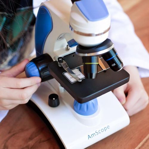  [아마존베스트]AmScope 40X-1000X Beginners Microscope Kit for Kids & Students w/Complete Science Accessory Kit + World of The Microscope Book