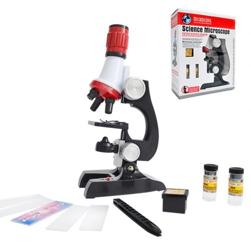  [아마존베스트]AmScope-ETXWJ04 IQCREW 100X-1200X LED Kids Beginner Microscope Toy Set + Slides Preparation Kit