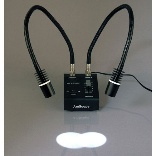  [아마존베스트]AmScope Powerful 6Watt LED Dual Double Gooseneck Cold Light, 2LED Lights with Light Controller Sturdy Metal Frame for Microscope