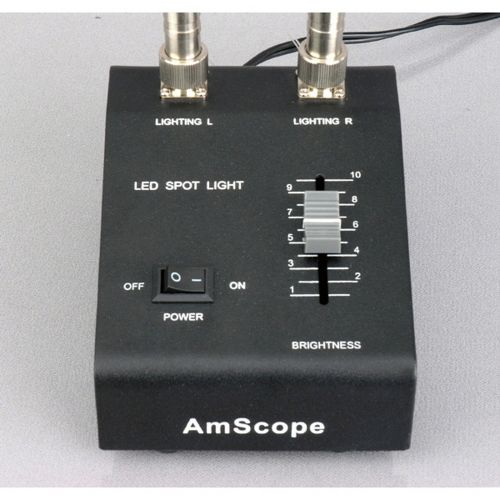  [아마존베스트]AmScope Powerful 6Watt LED Dual Double Gooseneck Cold Light, 2LED Lights with Light Controller Sturdy Metal Frame for Microscope
