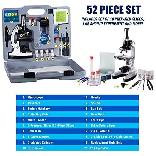  [아마존베스트]AmScope M30ABS KT2W Beginner Microscope Kit LED and Mirror Illumination, 300X, 600X, and more... Magnificent Magnification, Includes 49Piece Accessory Kit and Case, White by AmS