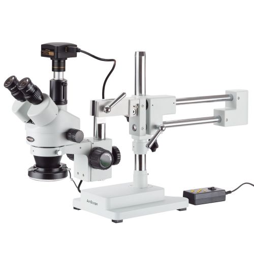  AmScope 3.5X-180X Trinocular Stereo Microscope with 4-Zone 144-LED Ring Light and 14MP USB3 Camera