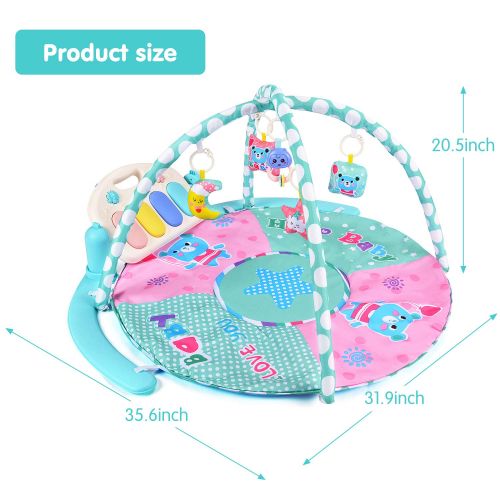  Amagoing Large Activity Gym Kick and Play Piano Tummy Time Play Mat with 5 Activity Toys for...