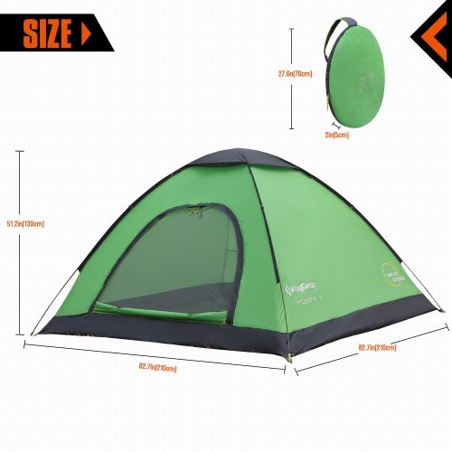  Amagoing KingCamp Camping Tent Easy Set Up 2-3 Persons Dome Tent Instant Pop Up Tents Lightweight Waterproof Windproof Backpacking Tent for Outdoor, Hiking, Picnic, Travel