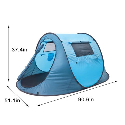  Amagoing Ezyoutdoor 3 Person Tent Large Pop Up Camping Hiking Tent Automatic Instant Setup Easy Fold back Shelter with Gift Mat Pad