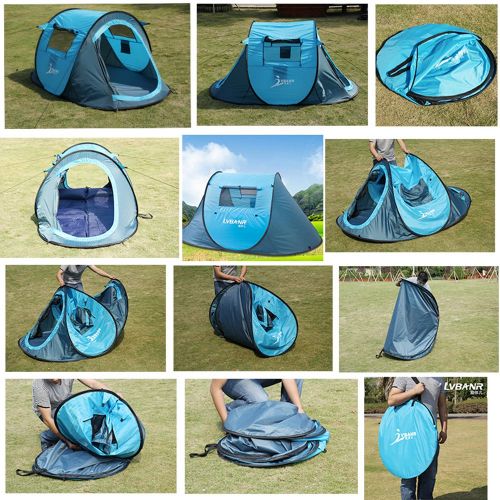  Amagoing Ezyoutdoor 3 Person Tent Large Pop Up Camping Hiking Tent Automatic Instant Setup Easy Fold back Shelter with Gift Mat Pad