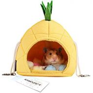 Amakunft Hamster Bed, Hamster Cage Accessories Hammock, Hamster House Toys for Small Animal Sugar Glider Squirrel Hamster Rat Playing Sleeping (Pineapple)