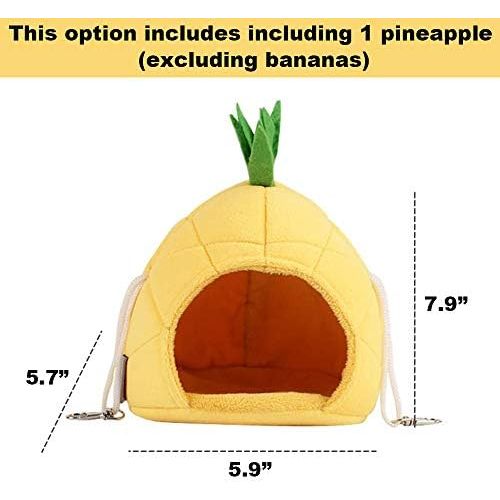  Amakunft Hamster Bed, Hamster Cage Accessories Hammock, Hamster House Toys for Small Animal Sugar Glider Squirrel Hamster Rat Playing Sleeping (Pineapple)