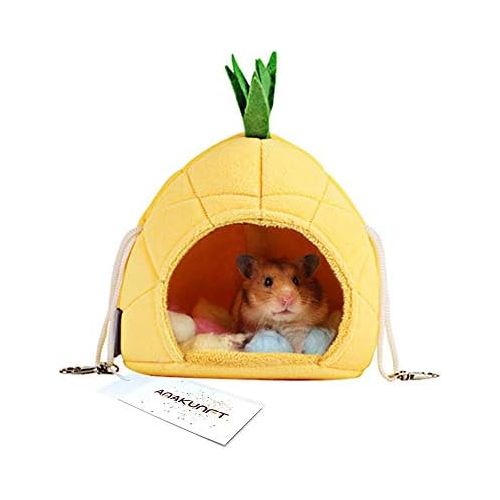  Amakunft Hamster Bed, Hamster Cage Accessories Hammock, Hamster House Toys for Small Animal Sugar Glider Squirrel Hamster Rat Playing Sleeping (Pineapple)