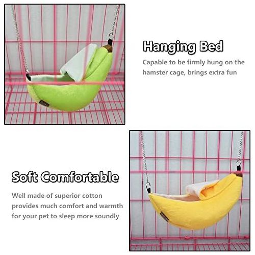  Amakunft Hamster Bed, Hamster Cage Accessories Hammock, Hamster House Toys for Small Animal Sugar Glider Squirrel Hamster Rat Playing Sleeping (Pineapple)