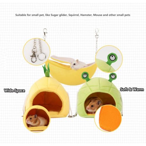  Amakunft Hamster Bed, Hamster Cage Accessories Hammock, Hamster House Toys for Small Animal Sugar Glider Squirrel Hamster Rat Playing Sleeping (Pineapple)