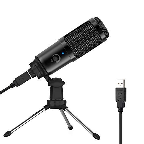  Amalen USB Microphone for Computer - Metal Condenser Recording Microphone for Laptop MAC or Windows Cardioid Studio Recording Vocals, Voice Overs,Streaming Broadcast and YouTube Videos