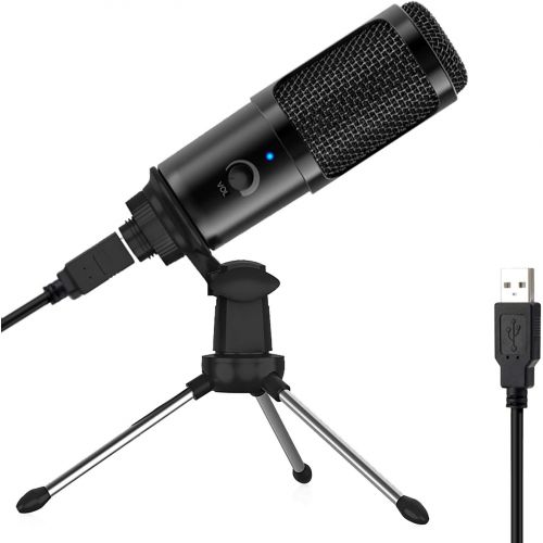  Amalen USB Microphone for Computer - Metal Condenser Recording Microphone for Laptop MAC or Windows Cardioid Studio Recording Vocals, Voice Overs,Streaming Broadcast and YouTube Videos