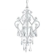 Amalfi Decor Tiffany Mini White 1 Light Chandelier, Small Crystal Beaded Plug-in Swag Nursery Pendant Lighting Fixture Girls Room Lamp