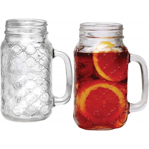  [아마존베스트]AmalgamNation Sets of 4 Mason Jar 24oz Mugs with Glass Handles,