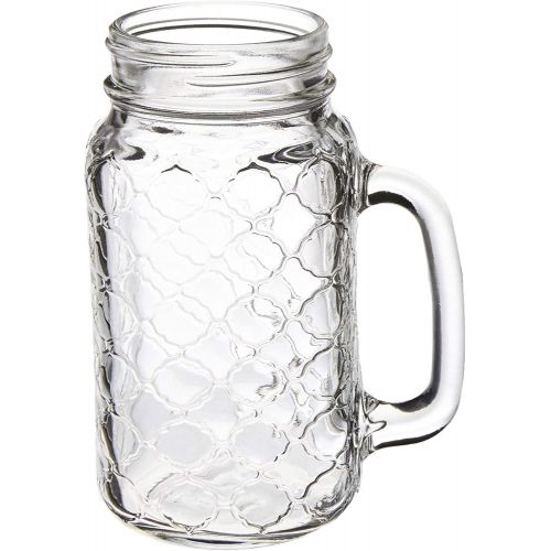  [아마존베스트]AmalgamNation Sets of 4 Mason Jar 24oz Mugs with Glass Handles,