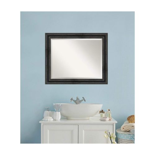  Amanti Art Rustic Pine Bathroom Vanity Mirror 22 x 28 glass size Black