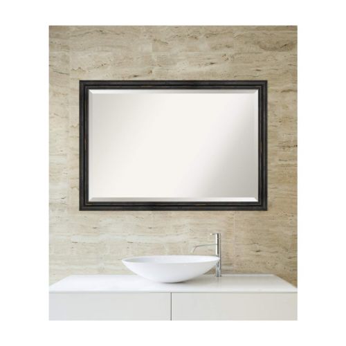  Amanti Art Rustic Pine Bathroom Vanity Mirror 24 x 36 glass size Narrow Black