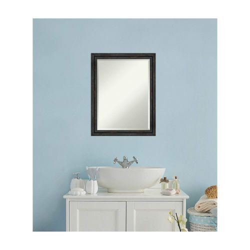  Amanti Art Vanity Bathroom Wall | Veneto Distressed Black Frame | Solid Wood Mirror |, Glass Size 40x30,