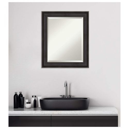  Amanti Art Vanity Bathroom Wall | Veneto Distressed Black Frame | Solid Wood Mirror |, Glass Size 40x30,