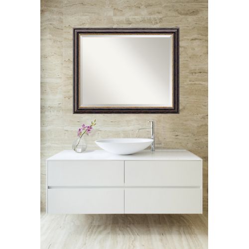  Amanti Art Vanity Bathroom Wall | Veneto Distressed Black Frame | Solid Wood Mirror |, Glass Size 40x30,