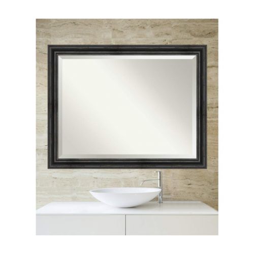  Amanti Art Vanity Bathroom Wall | Veneto Distressed Black Frame | Solid Wood Mirror |, Glass Size 40x30,