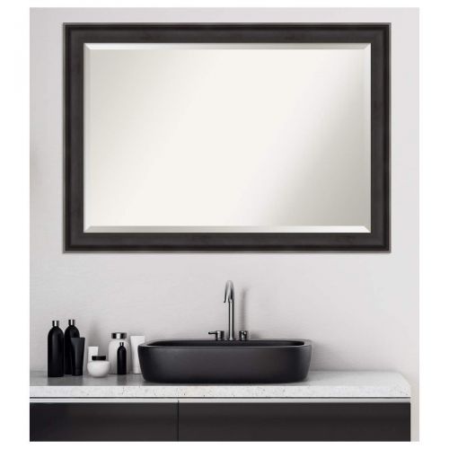  Amanti Art Vanity Bathroom Wall | Veneto Distressed Black Frame | Solid Wood Mirror |, Glass Size 40x30,