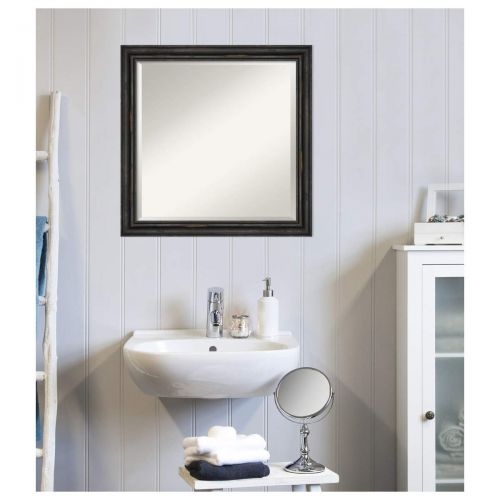  Amanti Art Vanity Bathroom Wall | Veneto Distressed Black Frame | Solid Wood Mirror |, Glass Size 40x30,