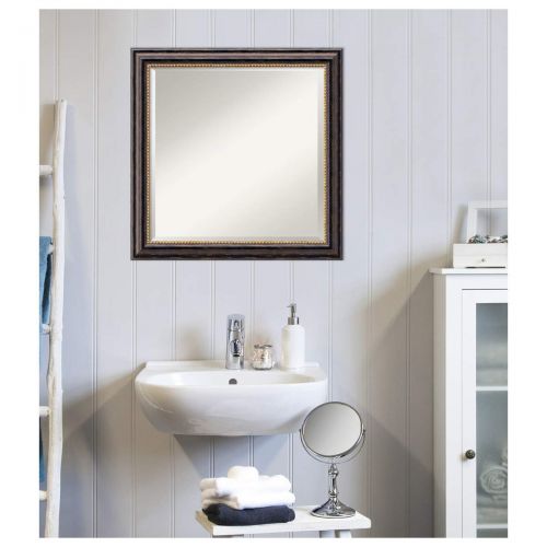  Amanti Art Vanity Bathroom Wall | Veneto Distressed Black Frame | Solid Wood Mirror |, Glass Size 40x30,