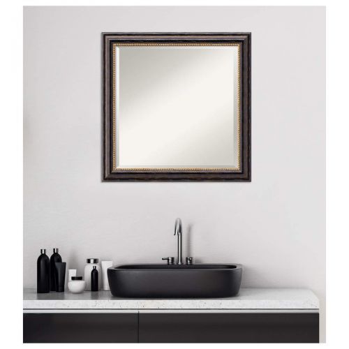  Amanti Art Vanity Bathroom Wall | Veneto Distressed Black Frame | Solid Wood Mirror |, Glass Size 40x30,