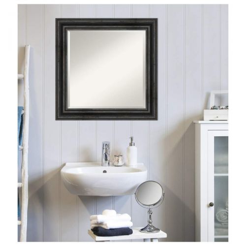  Amanti Art Vanity Bathroom Wall | Veneto Distressed Black Frame | Solid Wood Mirror |, Glass Size 40x30,