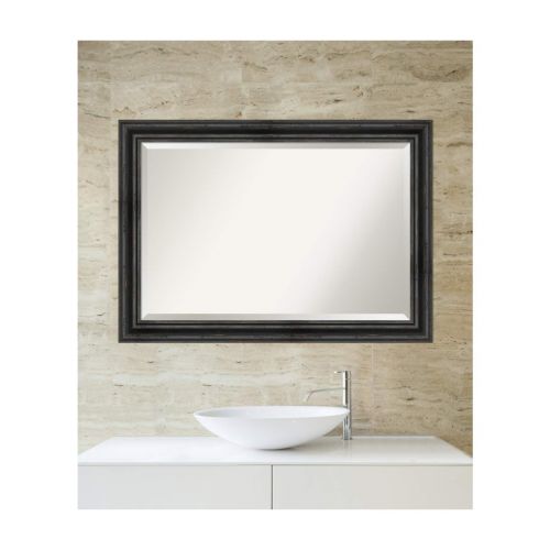  Amanti Art Vanity Bathroom Wall | Veneto Distressed Black Frame | Solid Wood Mirror |, Glass Size 40x30,