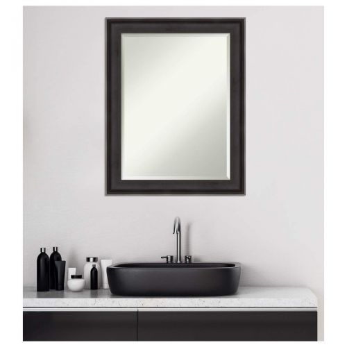  Amanti Art Vanity Bathroom Wall | Veneto Distressed Black Frame | Solid Wood Mirror |, Glass Size 40x30,