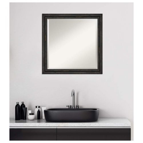  Amanti Art Vanity Bathroom Wall | Veneto Distressed Black Frame | Solid Wood Mirror |, Glass Size 40x30,