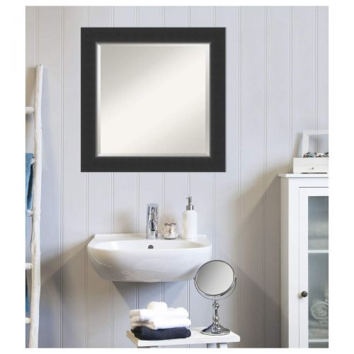  Amanti Art Vanity Bathroom Wall | Veneto Distressed Black Frame | Solid Wood Mirror |, Glass Size 40x30,