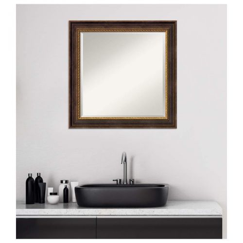  Amanti Art Vanity Bathroom Wall | Veneto Distressed Black Frame | Solid Wood Mirror |, Glass Size 40x30,