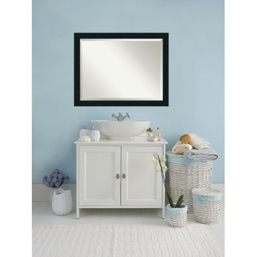  Amanti Art Vanity Bathroom Wall | Veneto Distressed Black Frame | Solid Wood Mirror |, Glass Size 40x30,