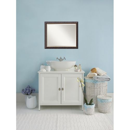  Amanti Art Vanity Bathroom Wall | Veneto Distressed Black Frame | Solid Wood Mirror |, Glass Size 40x30,