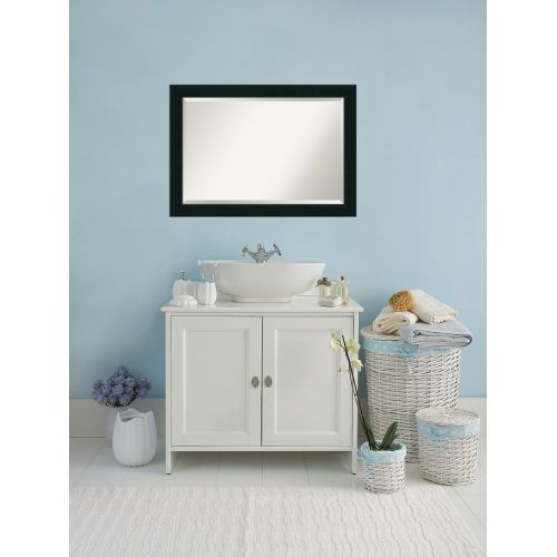  Amanti Art Vanity Bathroom Wall | Veneto Distressed Black Frame | Solid Wood Mirror |, Glass Size 40x30,