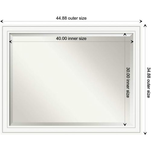  Amanti Art Framed Vanity Mirror | Bathroom Mirrors for Wall | Craftsman White Mirror Frame | Solid Wood Mirror | X-Large Mirror | 34.88 x 44.88 in.