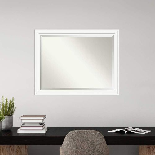  Amanti Art Framed Vanity Mirror | Bathroom Mirrors for Wall | Craftsman White Mirror Frame | Solid Wood Mirror | X-Large Mirror | 34.88 x 44.88 in.