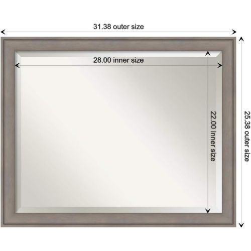  Amanti Art Framed Mirrors for Wall | Greywash Mirror for Wall | Solid Wood Wall Mirrors | Medium Wall Mirror 31.38 x 25.38 in.