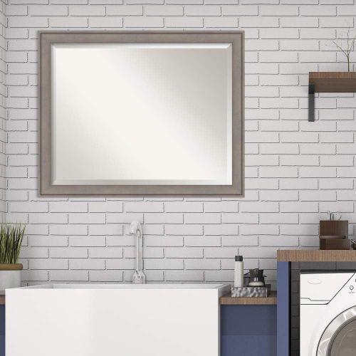  Amanti Art Framed Mirrors for Wall | Greywash Mirror for Wall | Solid Wood Wall Mirrors | Medium Wall Mirror 31.38 x 25.38 in.